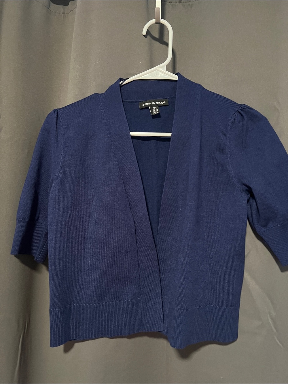 Cable & Gauge Navy Open-Front Short Sleeve Cardigan